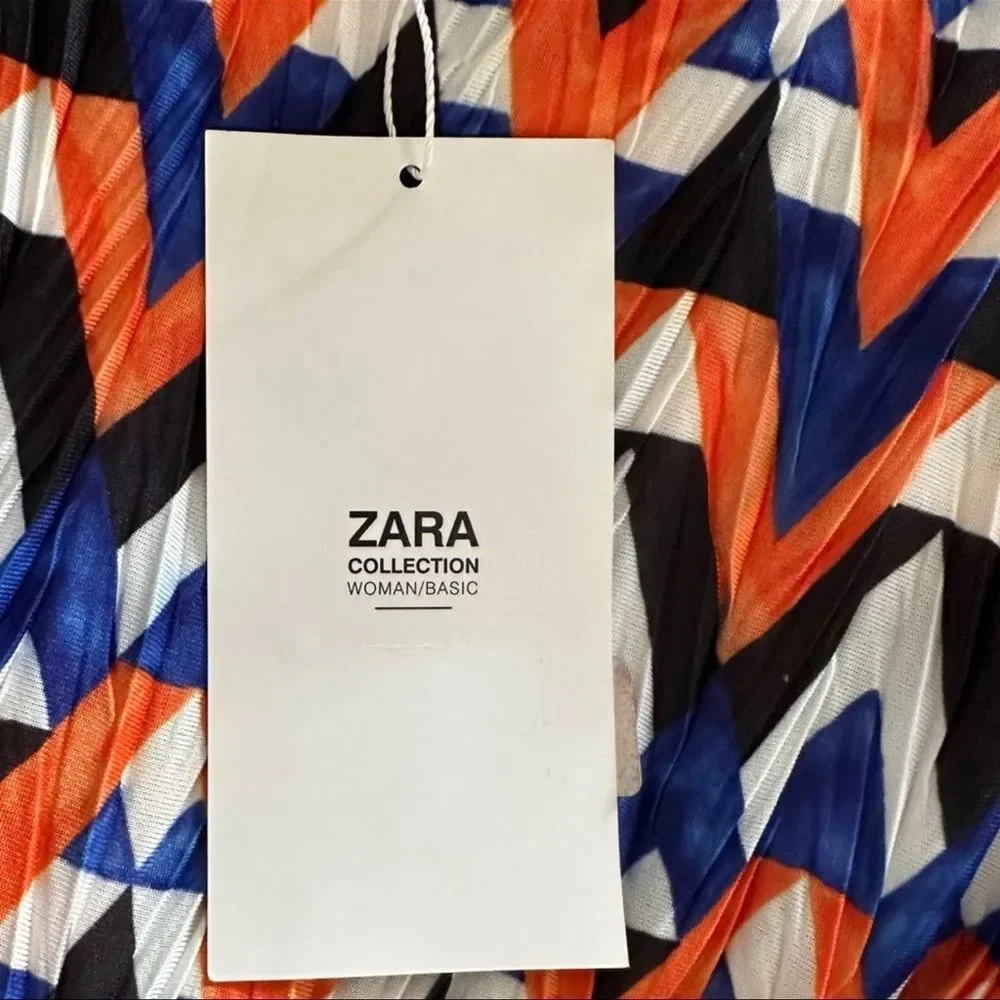 ZARA Dress Pleated Geometric Print Size M • BLOGGER FAVORITE • NEW WITH TAGS •